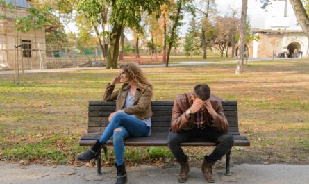 https://www.pexels.com/photo/woman-and-man-sitting-on-brown-wooden-bench-984949/